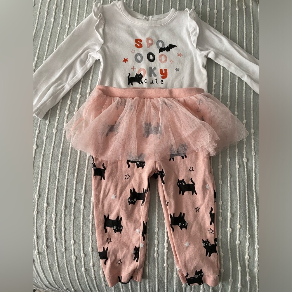 White and Pink Halloween Baby Outfit